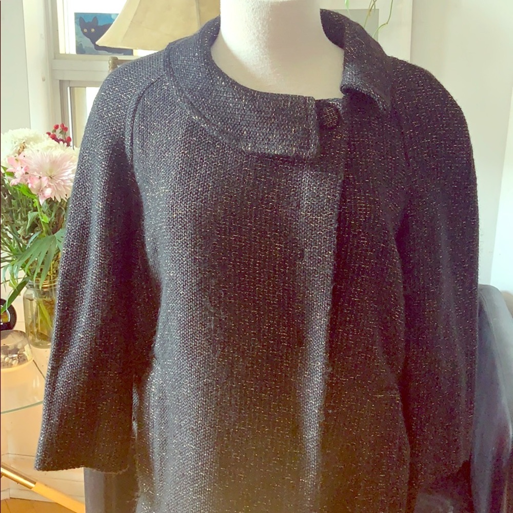 WOOL AND GOLD LAME ASYMMETRICAL CAR COAT XS